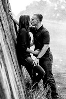 black and white image of couple during engagement session