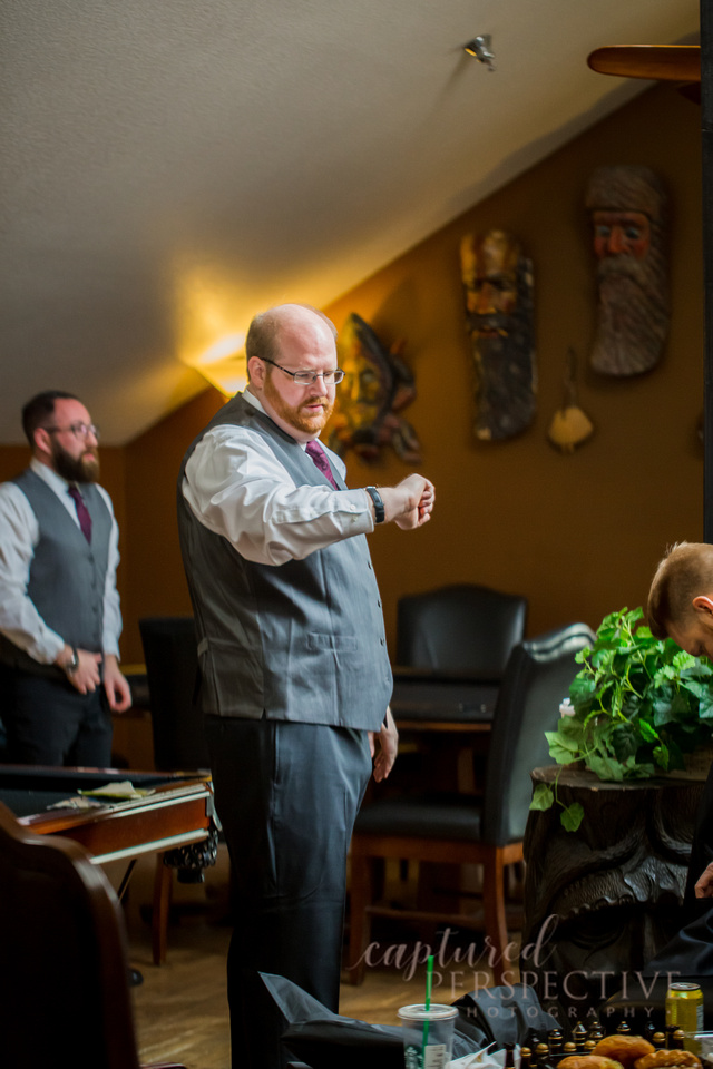 Groom getting ready