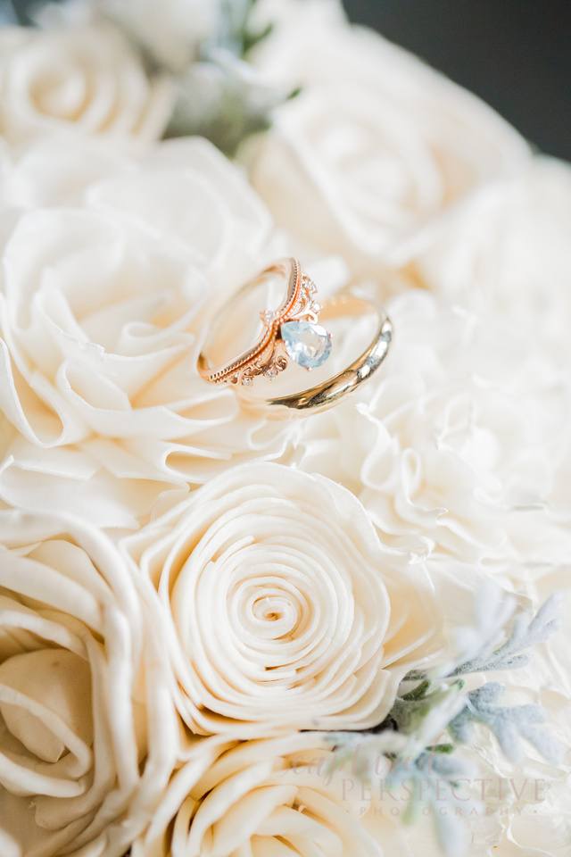 Flower Bouquet and wedding rings