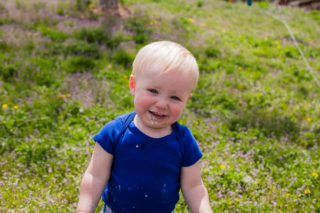 Outdoor family portraits in Golden for Hunter's 1st birthday and smash cake photos